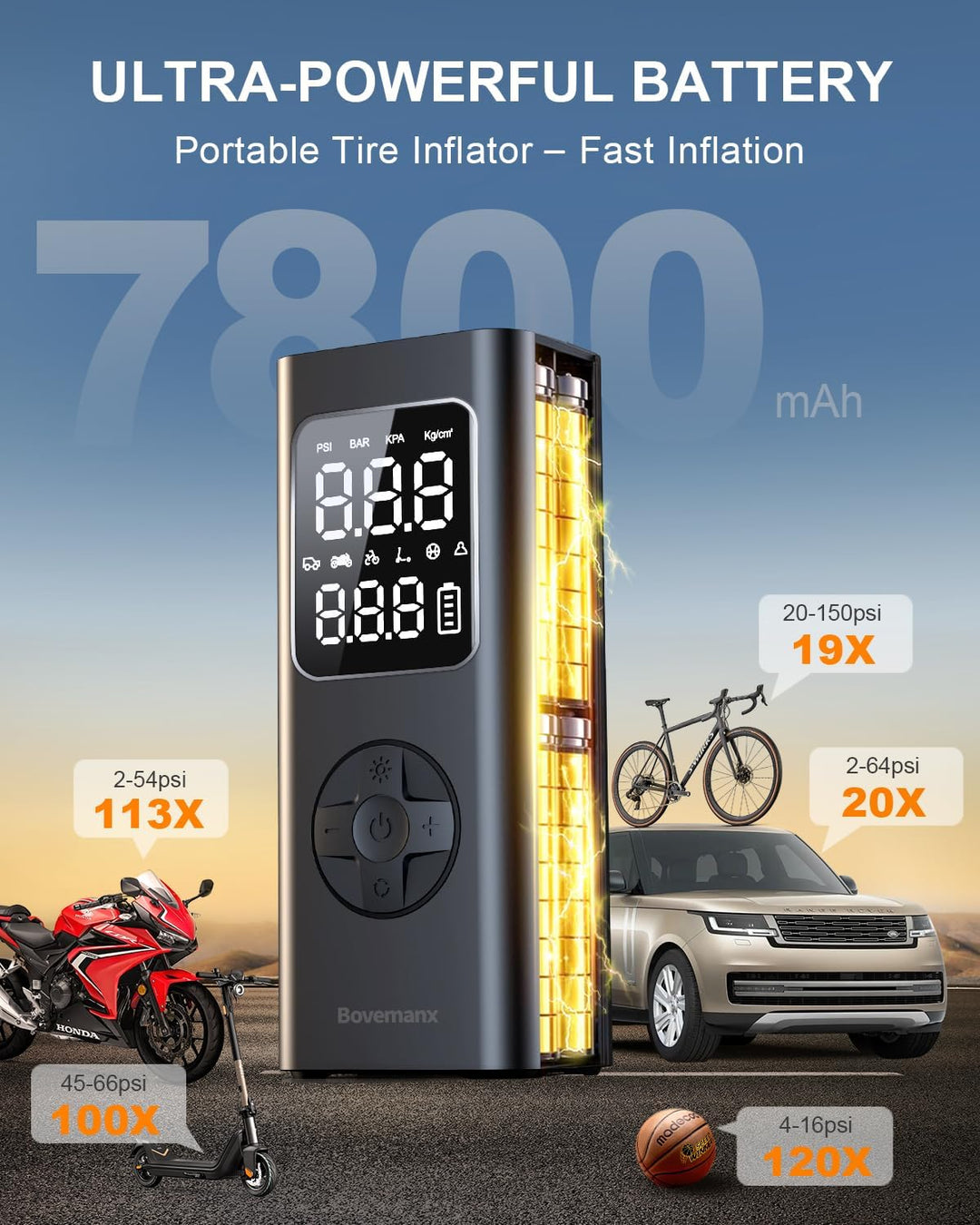 Bomba de Aire para Neumáticos de Coche Compresor de Aire Portátil,...