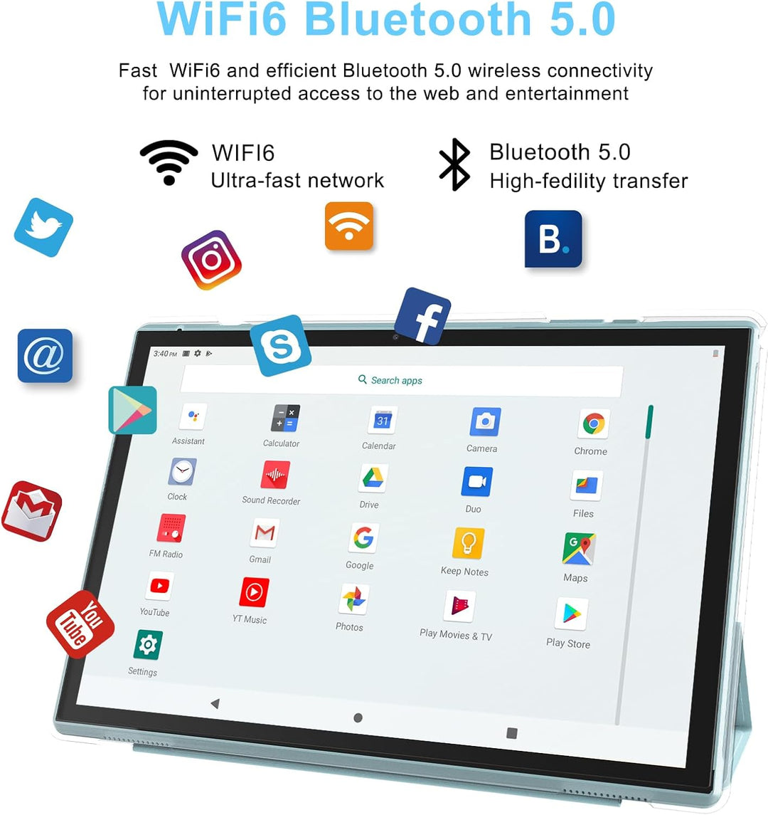 Tableta de 10 pulgadas Android 14 con estuche y lápiz táctil, 6GB R...