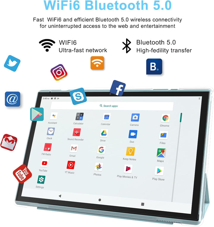 Tableta de 10 pulgadas Android 14 con estuche y lápiz táctil, 6GB R...
