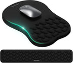 TECKNET Reposamuñecas para teclado y alfombrilla para mouse 2 en 1 con