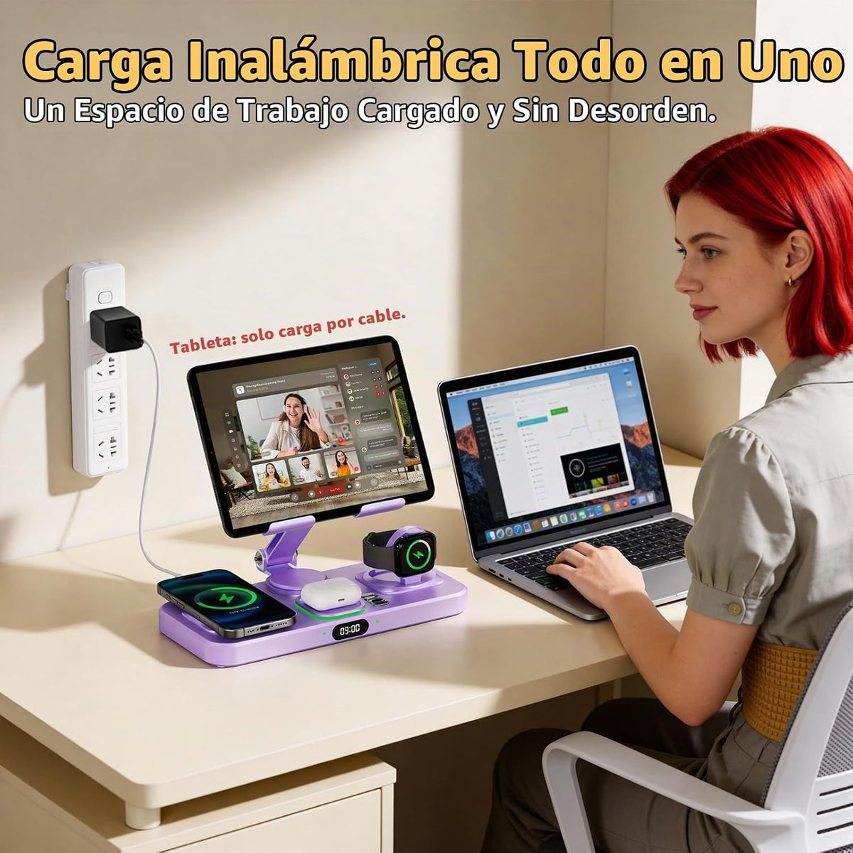 Estación de carga inalámbrica para dispositivos Apple, solo para carga de