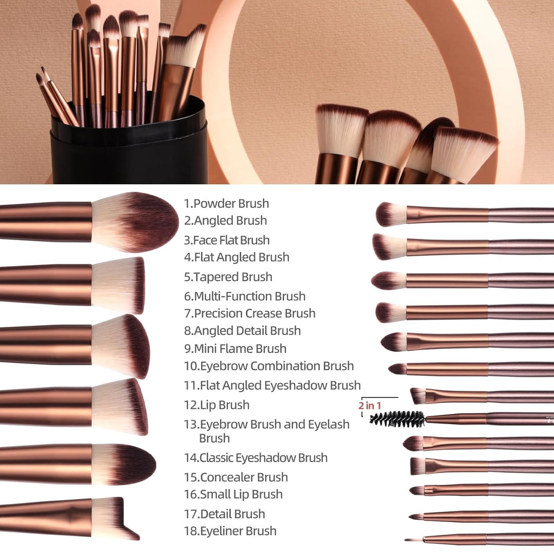 BS-MALL - Juego de 18 brochas de maquillaje con cerdas de fibra sin...