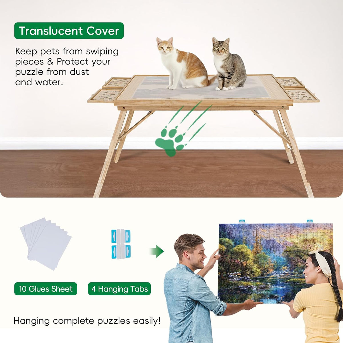 TEAKMAMA Mesa para rompecabezas de 1500 piezas, tablero para rompecabezas de 27.6" de alto con patas para adultos