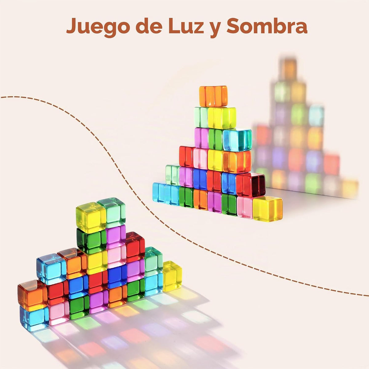 Woodtoe Bloques de construcción arcoíris para niños, 24 piezas de bloques