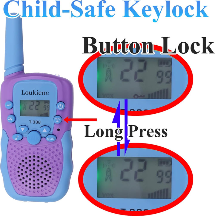 LOUKIENE Walkie Talkies para niños de 22 canales de radio de 2 vías...