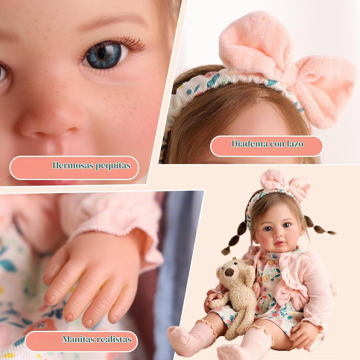 BABESIDE - Muñecas de bebé Reborn realistas de 24 pulgadas, cuerpo suave y posable