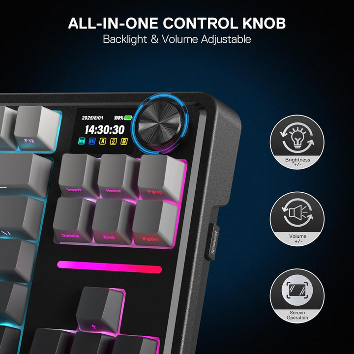 Redragon K743 PRO GB Teclado Gaming RGB 80% Gasket con Pantalla TFT...