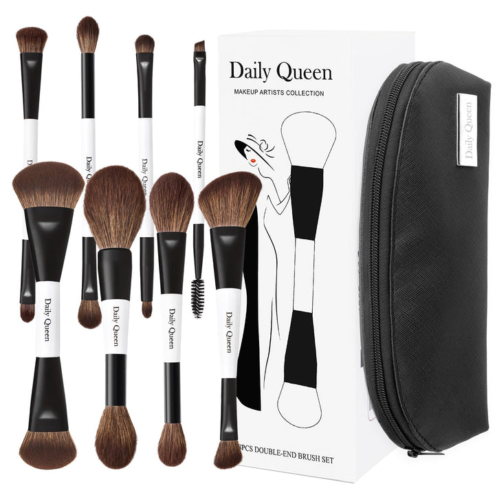 Daily Queen Juego de brochas de maquillaje portátiles, 8 piezas de...
