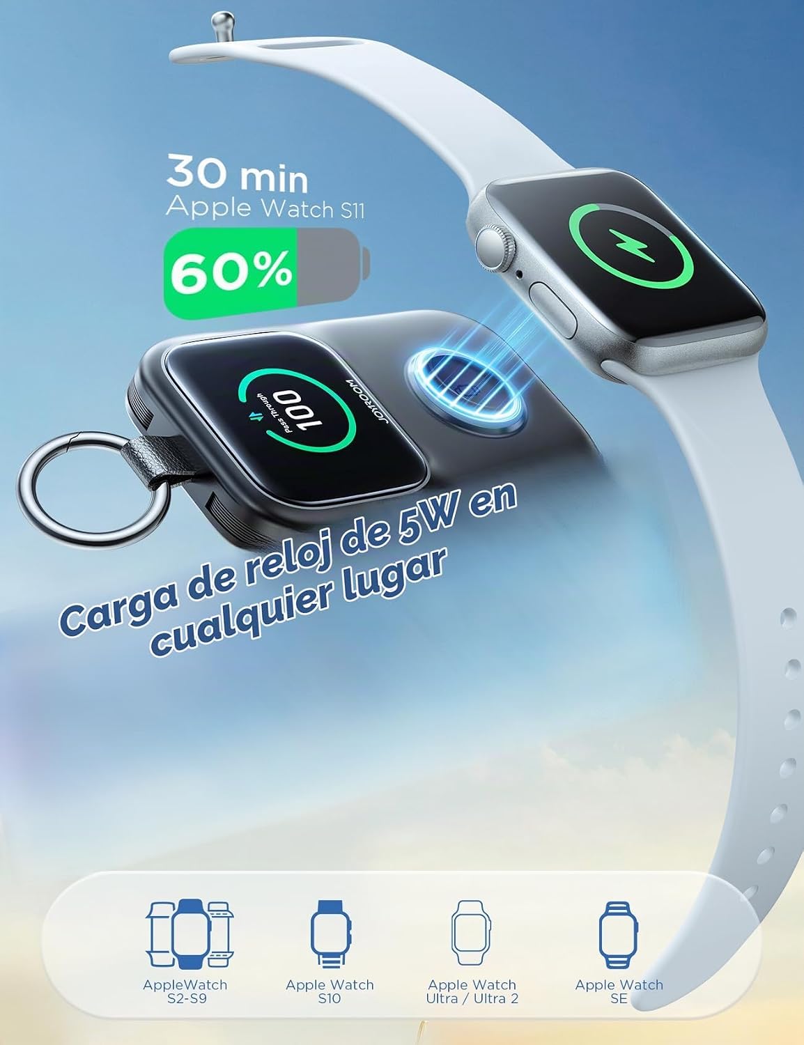 JOYROOM Cargador portátil para Apple Watch, batería externa de 5000...