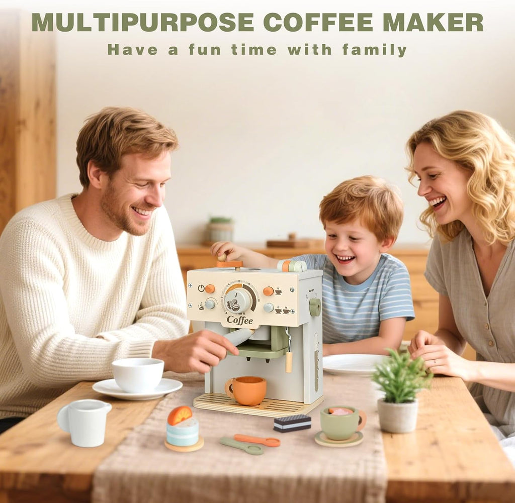 Cafetera de juguete, accesorios de cocina de madera para niños