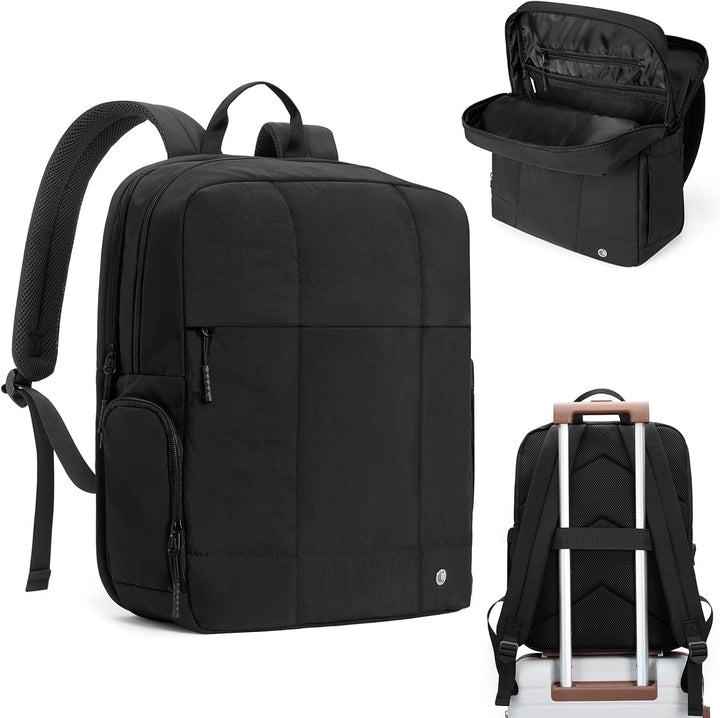 CLUCI Mochila inflada acolchada para laptop para mujeres, Negro sua...
