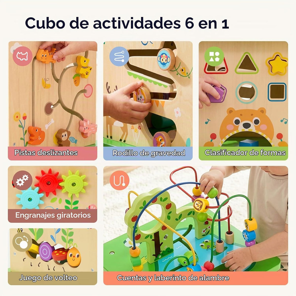 OOOK Cubo de actividades grande 5 en 1, cubo de actividades con temática
