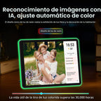 ApoloSign Marco de fotos digital con luz de neón de 10 pulgadas, calendario digital de escritorio, programación de sincronización automática a través de la aplicación Frameo, pantalla táctil IPS de 2 K, LED que cambia de color | Comparte fotos y videos al