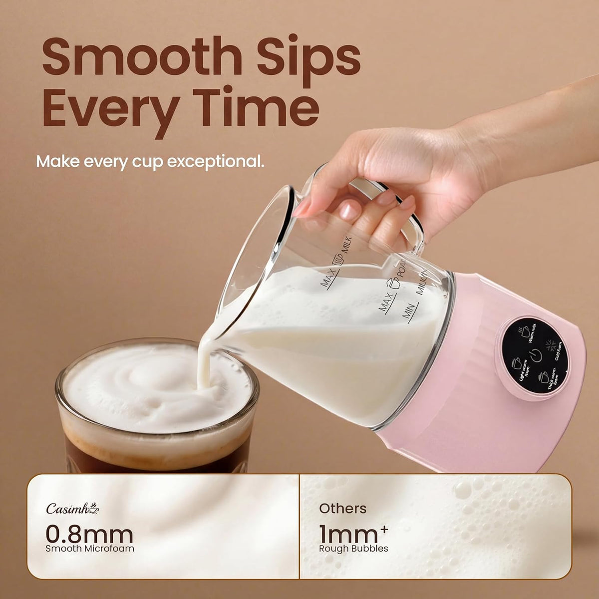 Espumador de leche eléctrico 4 en 1 y vaporizador para leche entera
