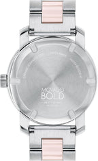 Reloj Movado Bold Iconic para mujer - Movimiento suizo de cuarzo 2H, brazalete con eslabón central de cerámica y acero inoxidable - Resistencia al agua 3 ATM - Detalles con cristales brillantes para ella - 36 mm