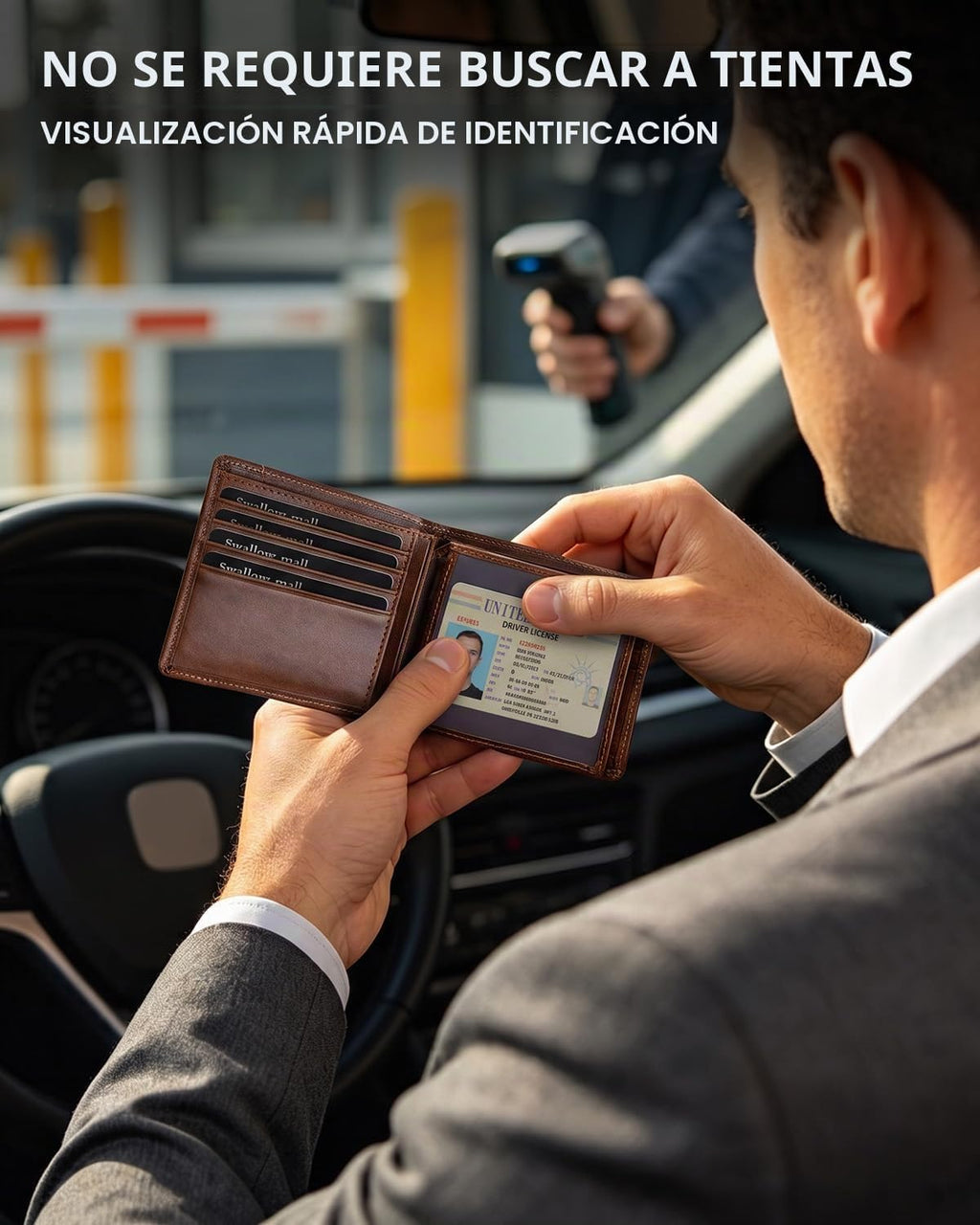Billetera para hombre con bloqueo Rfid de cuero para hombres