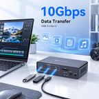 Conmutador KVM 2 monitores 2 computadoras, estación de acoplamiento KVM USB-C para 2 portátiles, monitor dual HDMI KVM con Thunderbolt 4 y EDID, 4K @60Hz/2K a 120Hz, 100W PD, 10Gbps USB