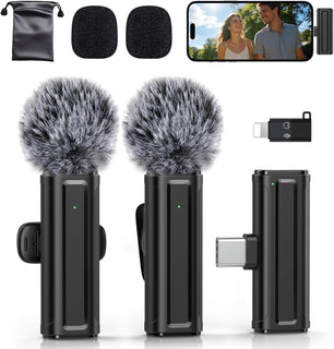 Mini micrófono inalámbrico para iPhone, iPad, Android, paquete de 2...