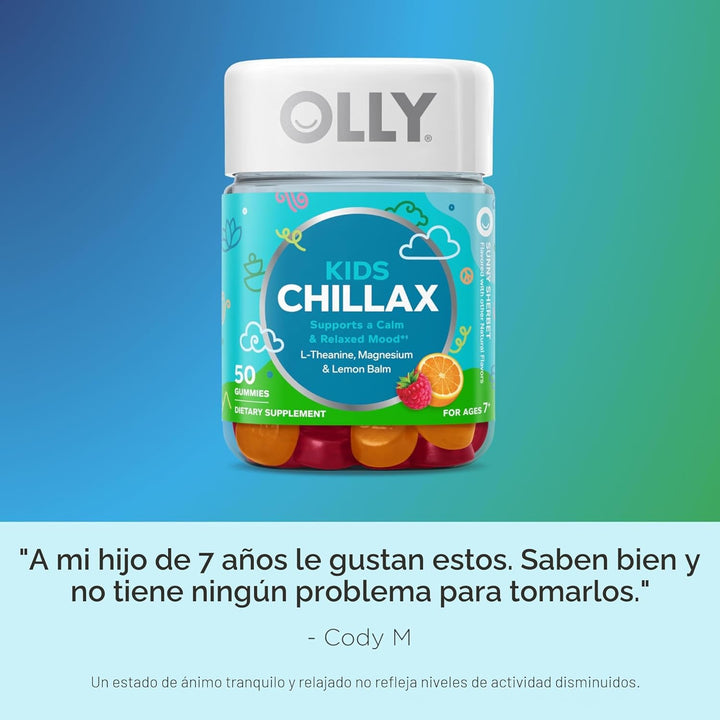 OLLY Gomitas Chillax para niños, magnesio, L-teanina, bálsamo de li...