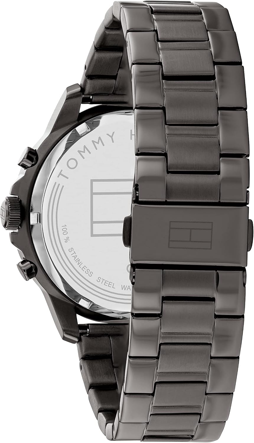 Reloj elegante de hombre Tommy Hilfiger – Cuarzo multifunción, caja de acero inoxidable, esfera esqueletizada, brazalete de eslabones – Regalo para él