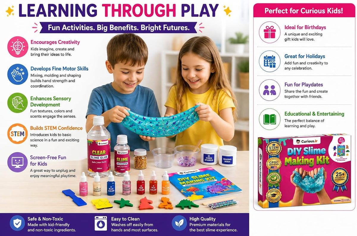 Kit de fabricación de slime para niños de más de 4 años, crea purpurina, incluye moldes