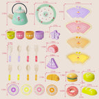 JAUNTY Tea Party Set Toy para Girl 3 4 5 Years Old, Wooden Pretend Play Kitchen Toy Food para 3 Year Old Little Girls , Great Educational 1st Birthday para 3-5 Toddler Girls Boys