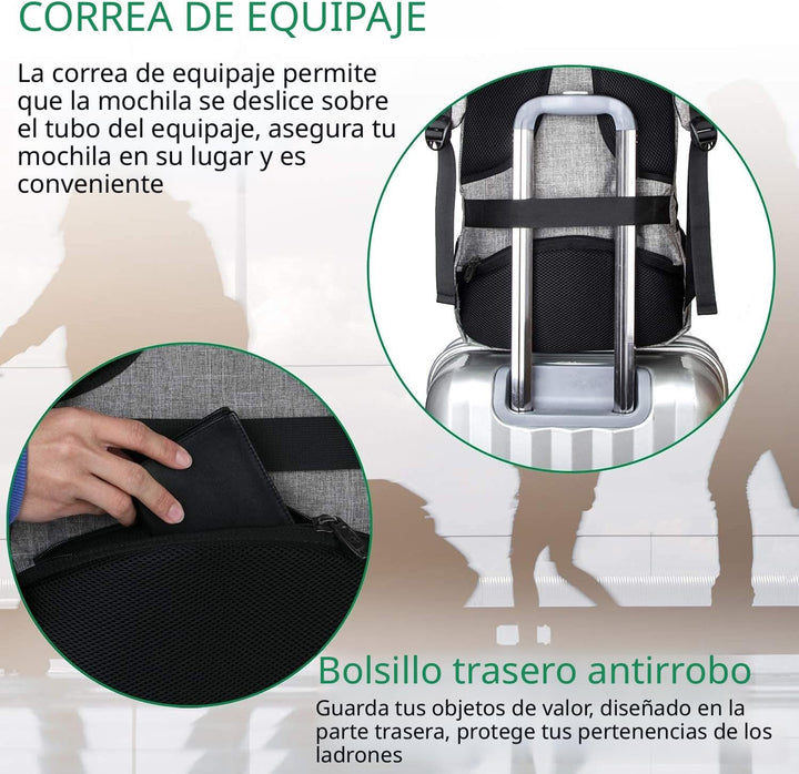 MATEIN - Mochila de viaje para laptop, mochila empresarial antirrob...