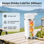 Licuadora portátil con vaso aislado al vacío, licuadora personal recargable inalámbrica de 20 onzas, botella de mezcla de acero inoxidable de 120 W para batidos y batidos, sin BPA, color