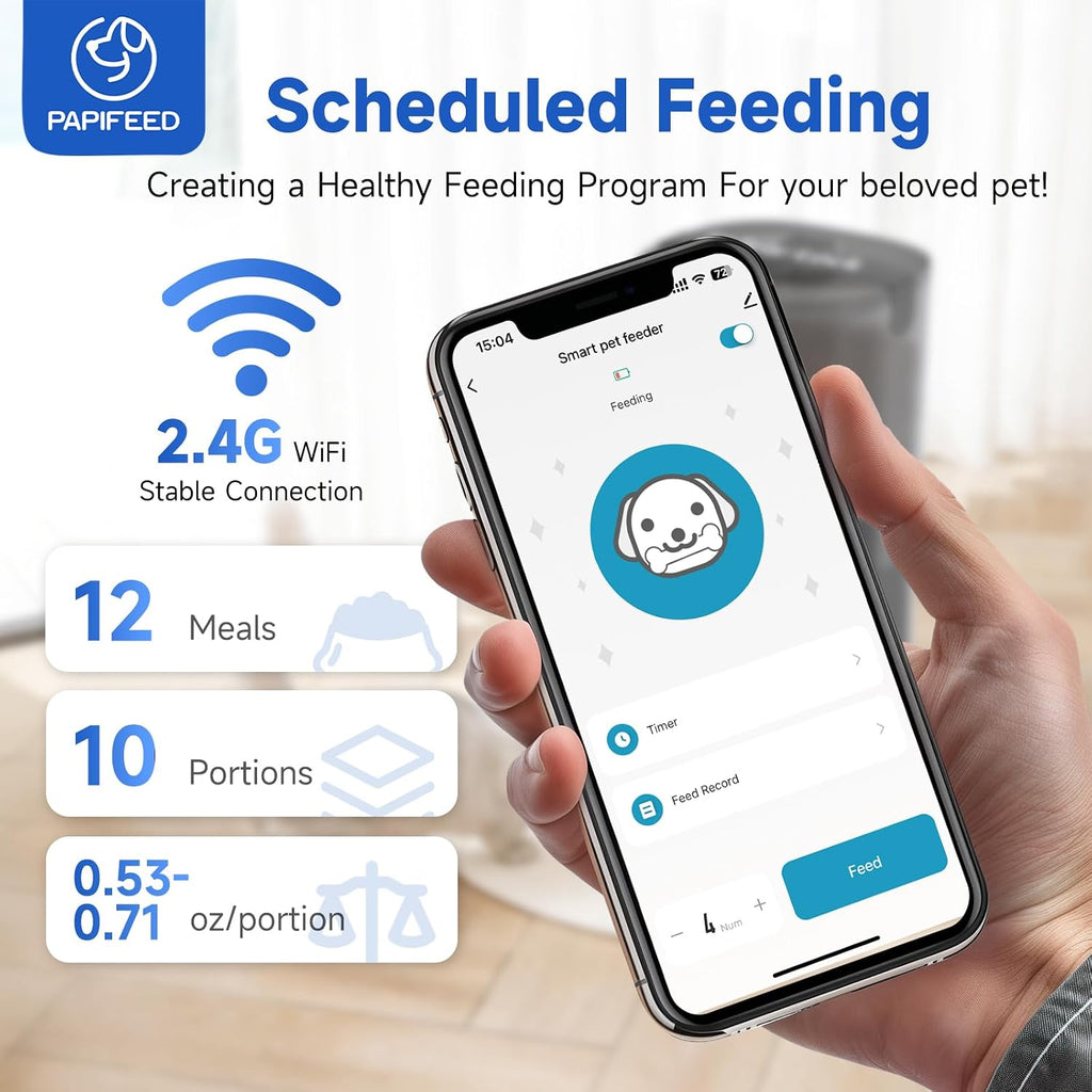 PAPIFEED Comedero automático para gatos 2 gatos, alimentador automático WiFi para gatos con aplicación, dispensador de alimentos para gatos de alimentación lenta de 7 litros para alimentos secos