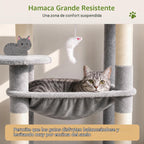 Globlazer - Árbol para gatos con torre y poste para rascar para gatos de interior, de 53 pulgadas de altura; casa de gatos de varios niveles de felpa con hamaca grande, cueva espaciosa para gatos