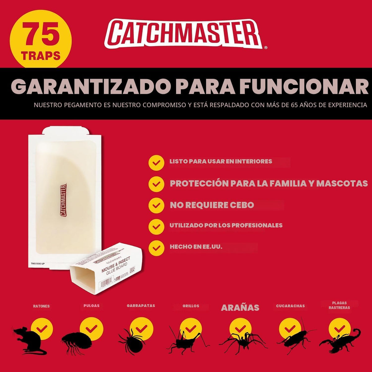 Catchmaster tablas con pegamento para ratones pequeños e insectos,...
