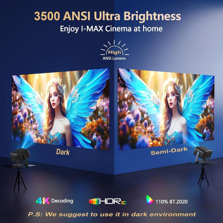 [3500 ANSI\/aplicaciones oficiales\/audio de 65W] Proyector 4K para...