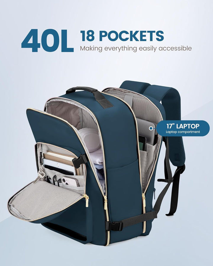 LOVEVOOK Mochila de viaje para mujeres y hombres, 40L, aprobada por...