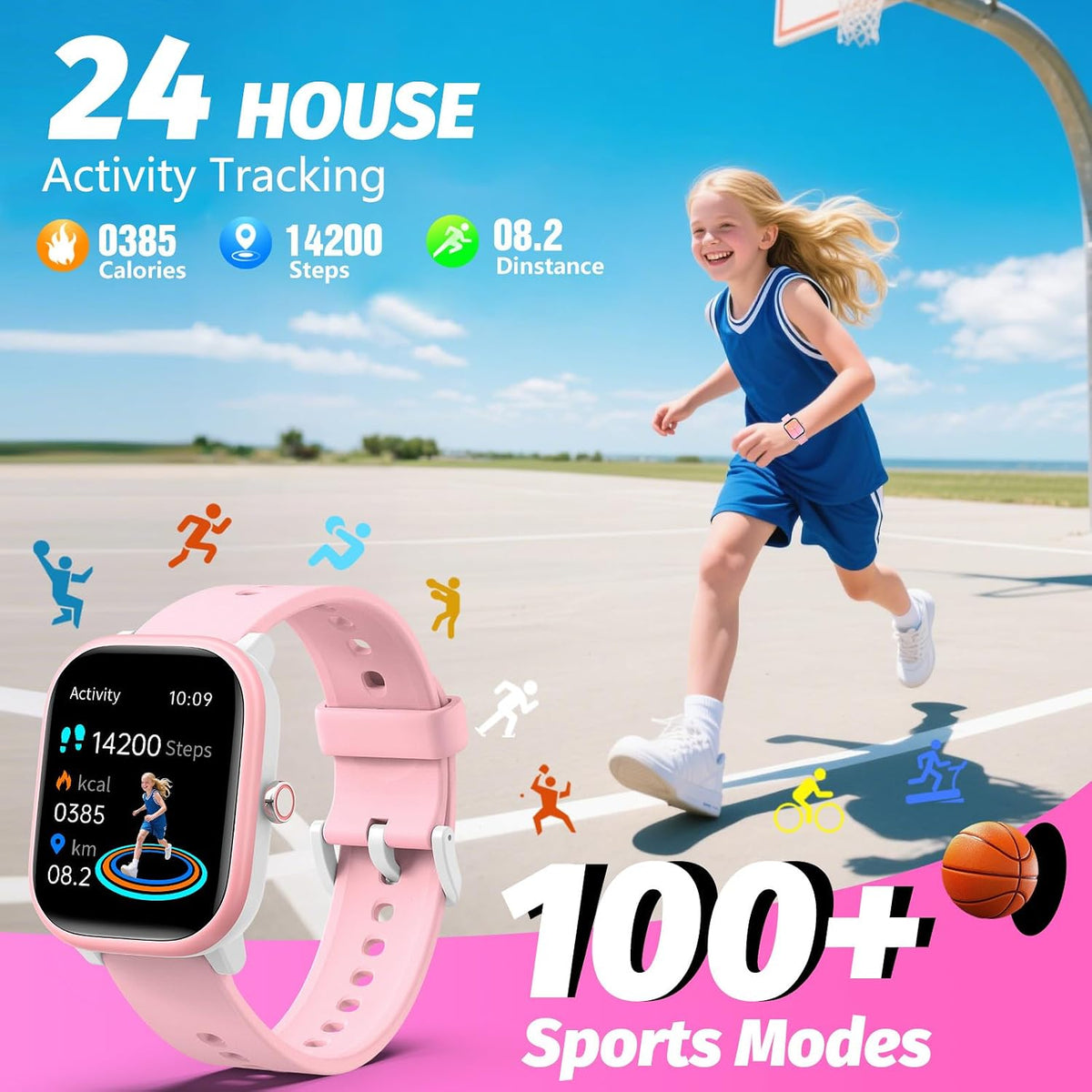 Wach para niños y niñas de 6 a 15 años – Reloj inteligente para niños de 1.8 pulgadas, rastreador de actividad física, no necesita teléfono, podómetro, monitor de sueño resistente al agua, juego de rompecabezas para niñas, niños y adolescentes, regalo de