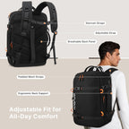 MOSISO 40L Mochila de viaje para hombre, mochila grande, Negro