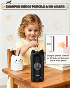 AFMAT Sacapuntas eléctrico PSX9, sacapuntas totalmente automático para niños, entrada y salida automática, para lápices de colores n.º 2 de φ7-0.315 in, recargable e inalámbrico