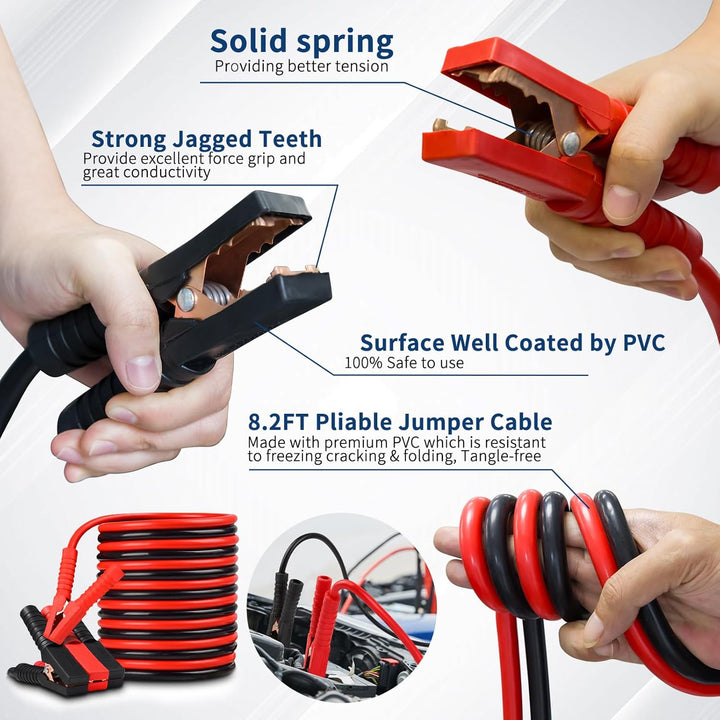 XOOL Kit de emergencia para automóvil con cables de puente, kit de...