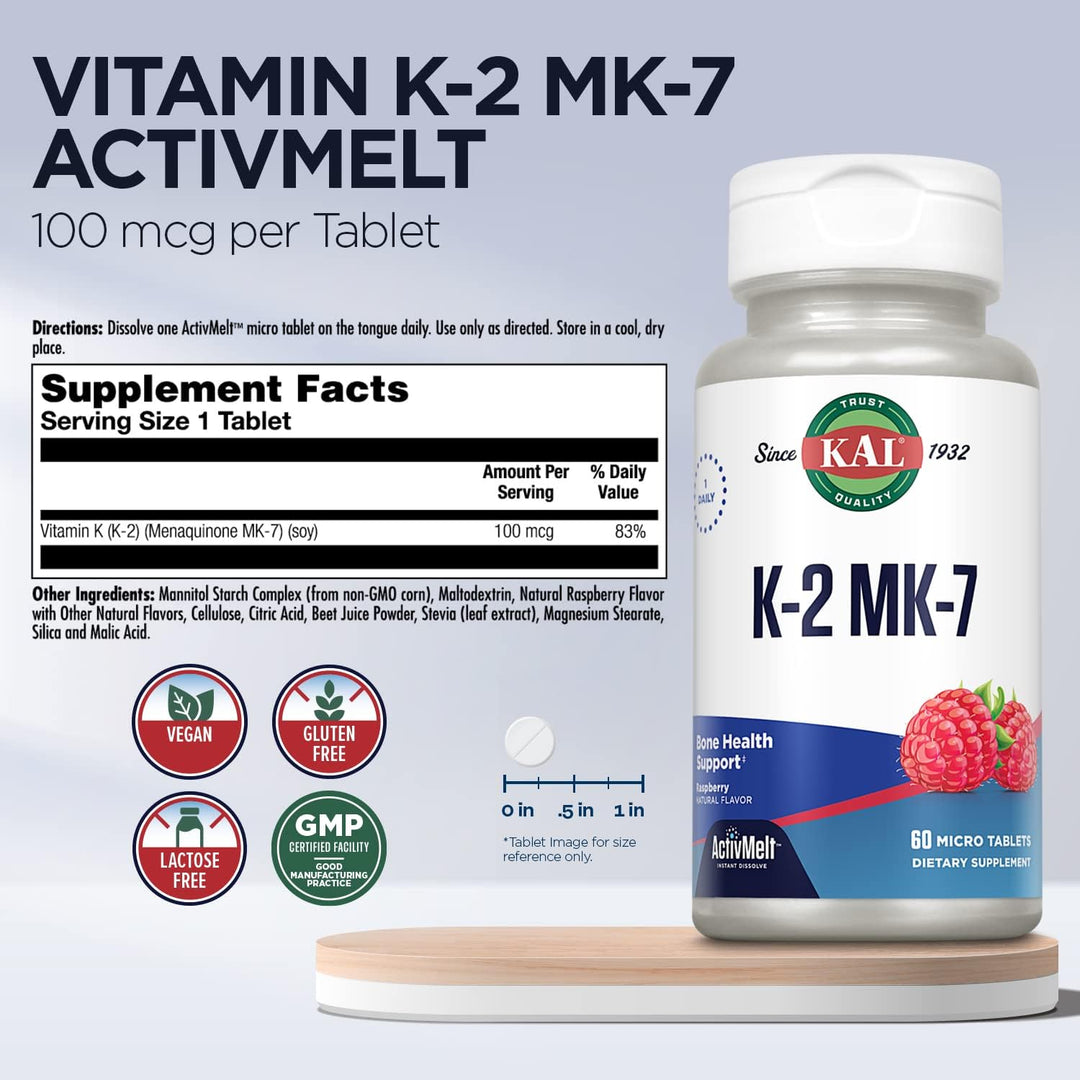 KAL Vitamina K2 MK7 ActivMelt 100 mcg Tabletas \u2013 Suplemento de...