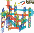 Contixo Juguetes de Construcción STEM – 110 piezas Azulejos Magnéticos 3D para Pistas de Canicas, Juguetes de Aprendizaje y Apilamiento, Conjunto de Bloques de Construcción Educativos, Creatividad Más
