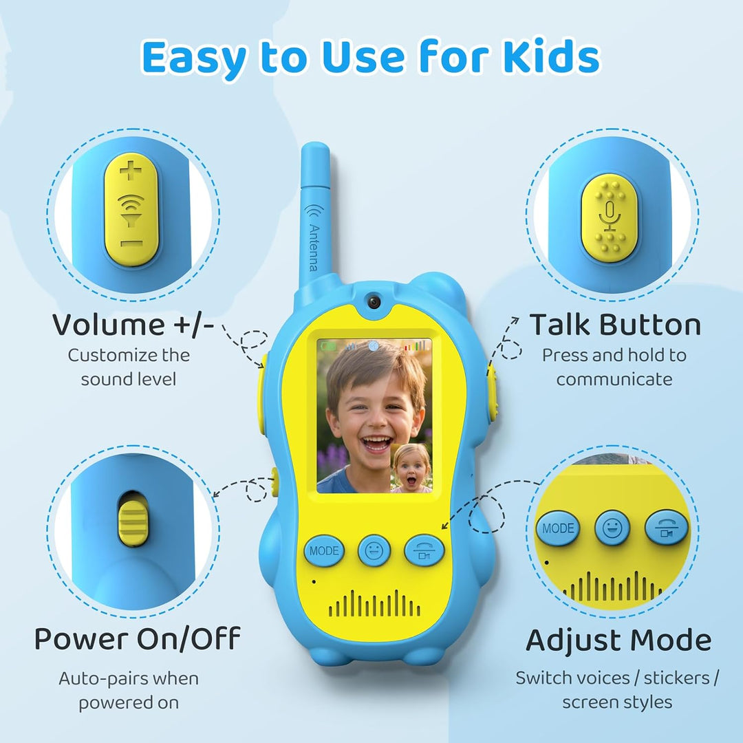 Walkie Talkies de video para niños, paquete de 2 radios recargables...