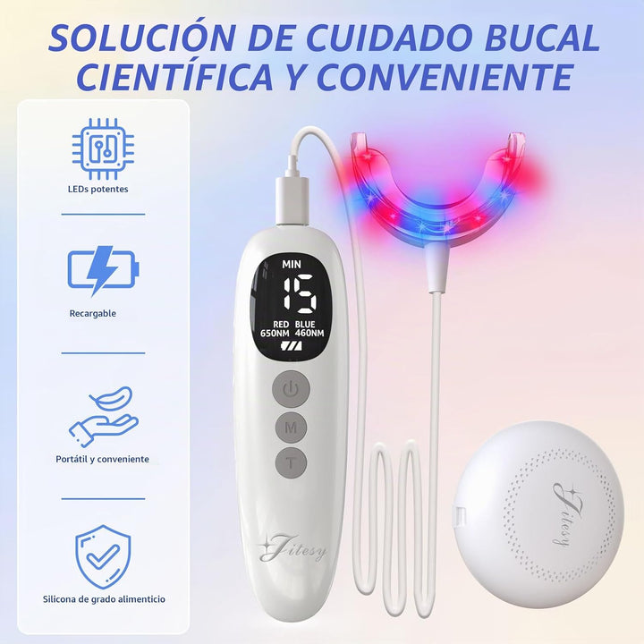 Terapia de luz roja para encías, experiencia de luz LED roja y azul...