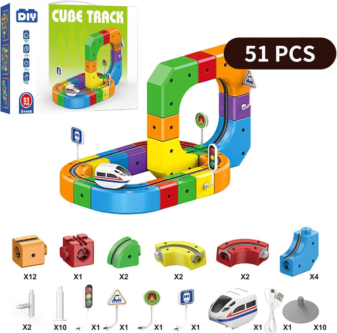 Juego de tren eléctrico para niños pequeños 3-8 51 piezas