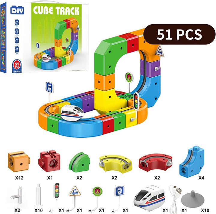 Juego de tren eléctrico para niños pequeños 3-8 51 piezas