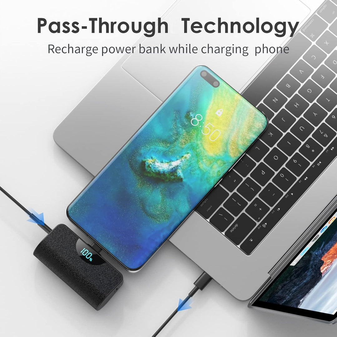 Mini cargador portátil USB C, batería mejorada de carga rápida PD d...
