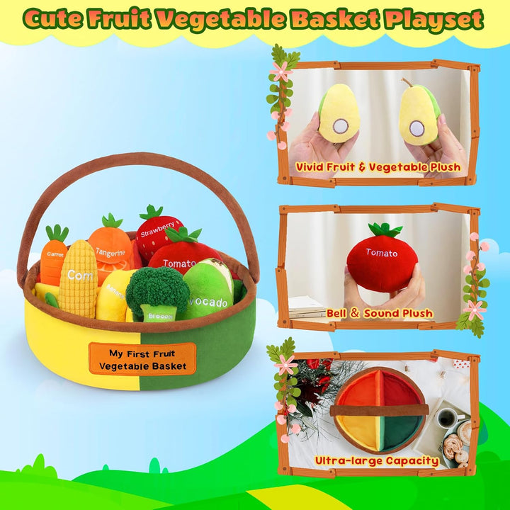 GERBIT My First Fruit - Cesta de felpa para verduras, juego de comi...
