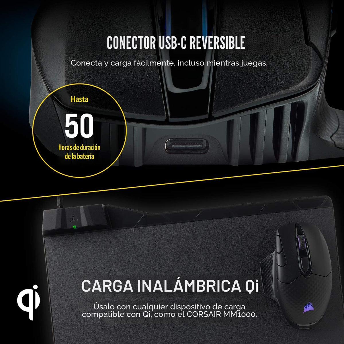 Corsair Dark CORE RGB PRO SE - Ratón inalámbrico FPS\/MOBA para jue...