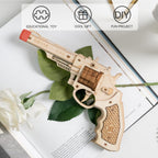 ROKR Rompecabezas de madera 3D, banda de goma, modelo de juguete, kit de manualidades, regalo único, modelo mecánico, rompecabezas de cerebro (juguete de revólver)