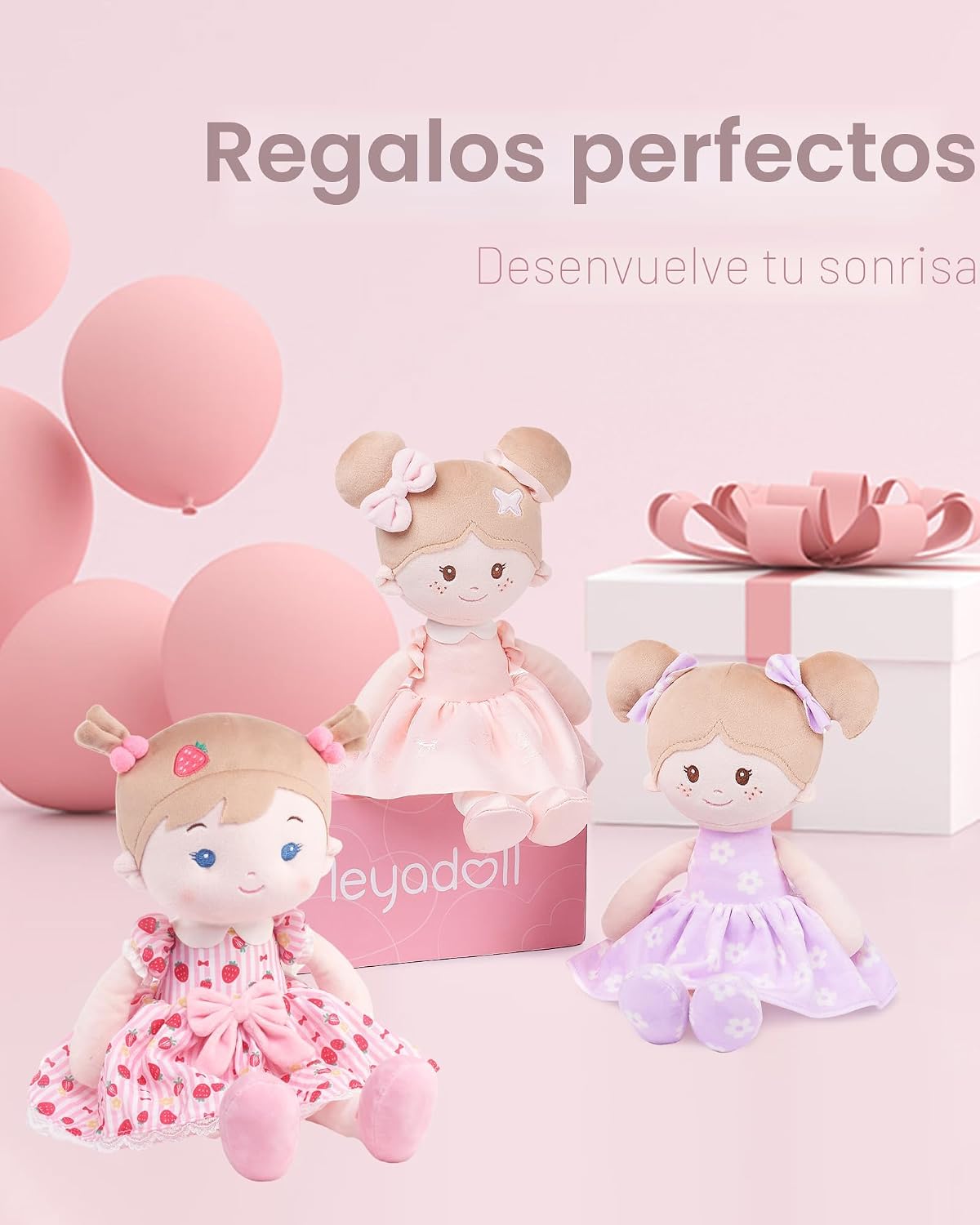 LeyaDoll Muñeca de bebé suave de felpa (40.6 cm), Fresa Chica-rosa
