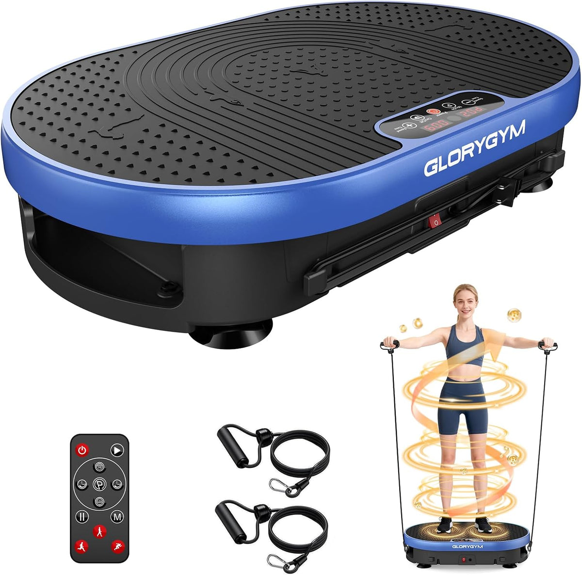 Plataforma de Vibración para Ejercicio para Body Shaker y Pérdida de Peso, Plataforma Vibratoria con Bandas de Resistencia, 120 Niveles de Velocidad, Control Remoto, Entrenamiento de Cuerpo Completo, Equipo Compacto de Gimnasio para el Hogar