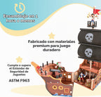 KidKraft Adventure Bound™: juego de barco pirata de madera con luces y sonidos, figuras piratas, 8 piezas incluidas, regalo para mayores de 3 años